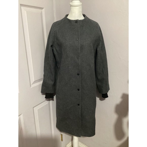 Sold Kate Spade Saturday Gray Snap Button Long Pea Coat - Picture 1 of 9